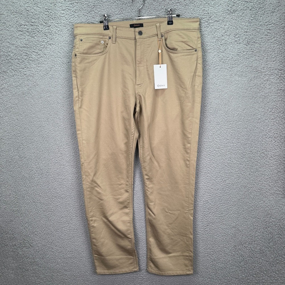 Quince Pants Men 36x30 Beige Comfort Stretch Traveler 5 Pocket Slim Office Prep